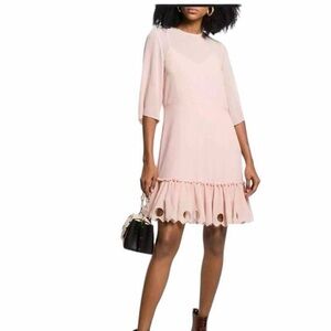See by Chloe Cut Out Ruffle Pleated Hem Dress